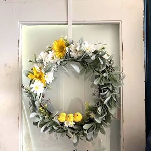 Spring lamb's ear wreath